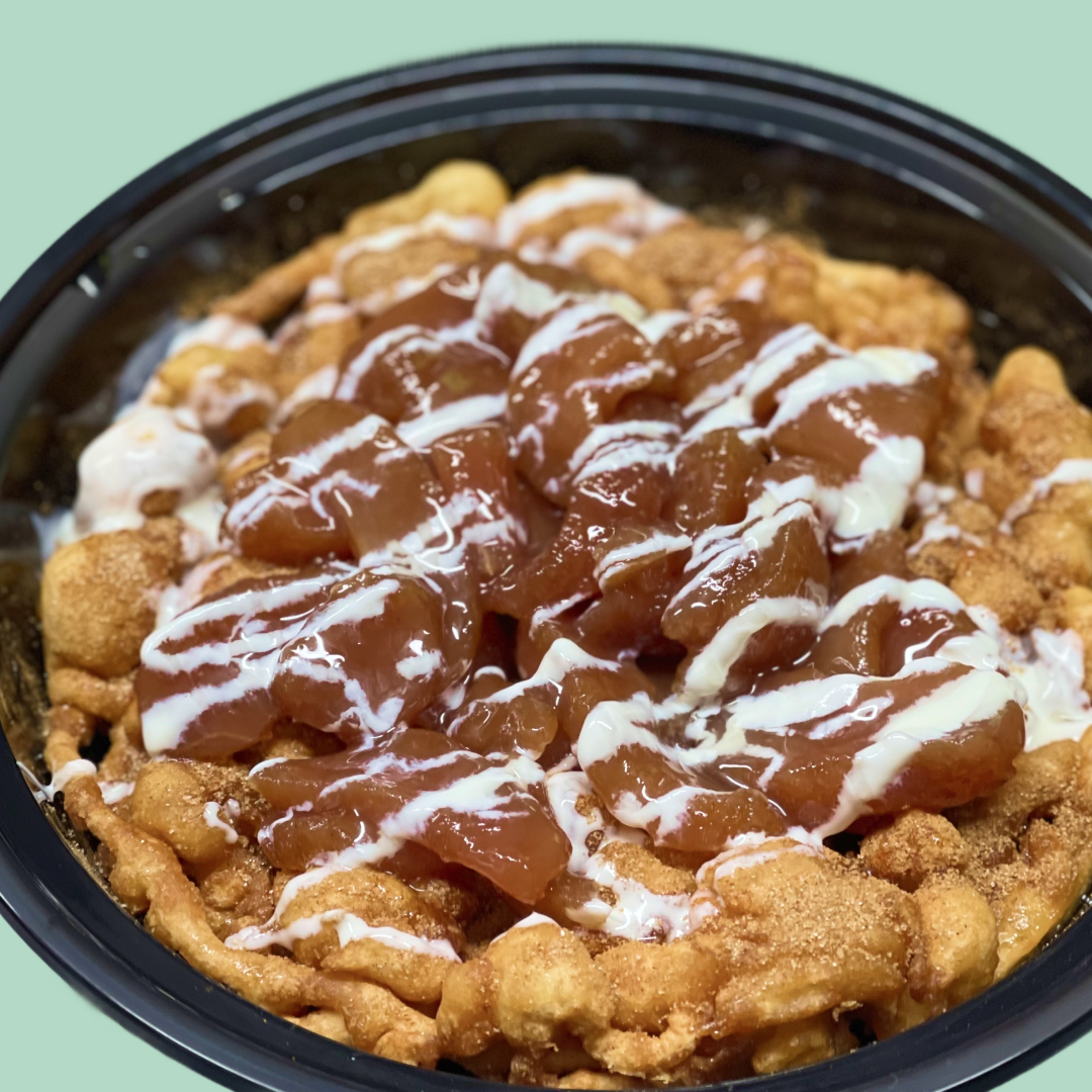 Apple Cobbler Cream Cheese Funnel Cake