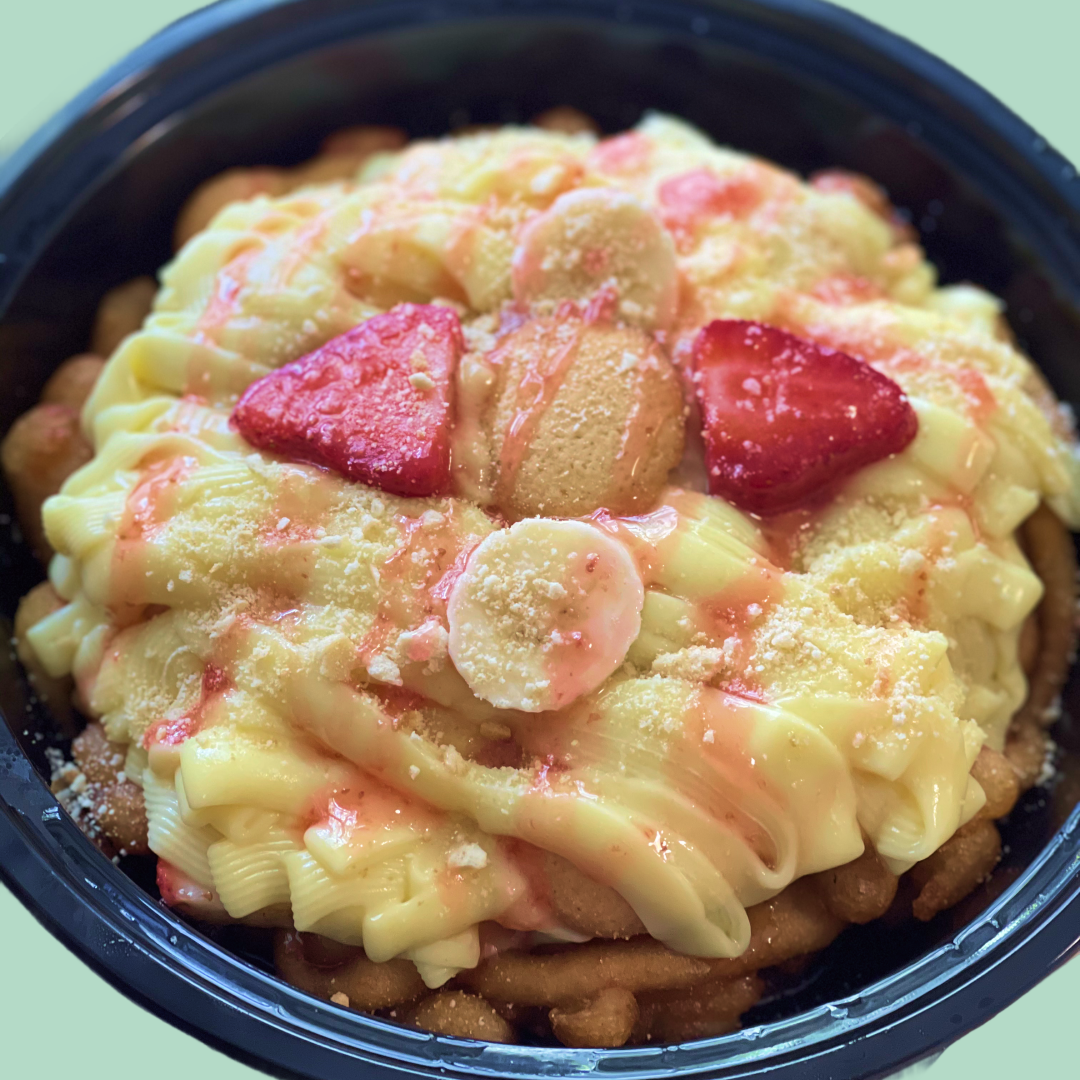 Strawberry/Banana Crème Pudding Funnel Cake